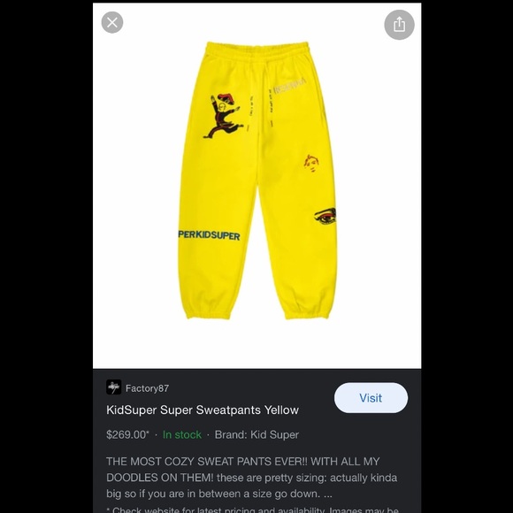 Kidsuper Yellow Super Sweatpants - Picture 4 of 4